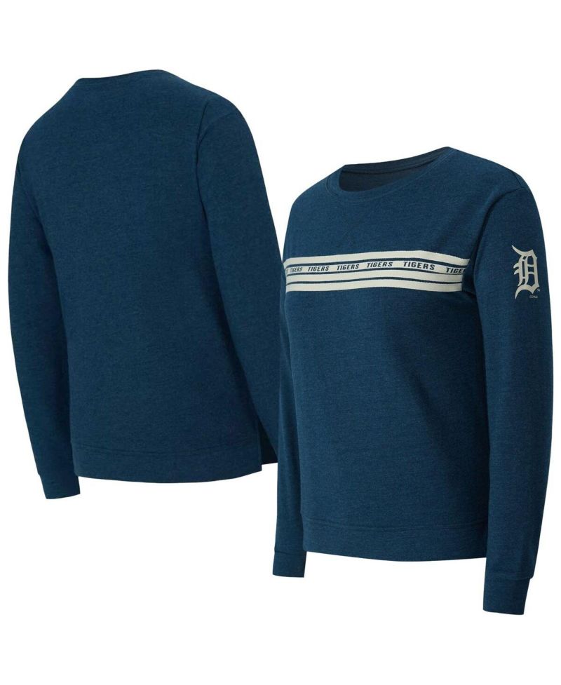 Women's Navy Detroit Tigers Birch French Terry Long Sleeve T-Shirt