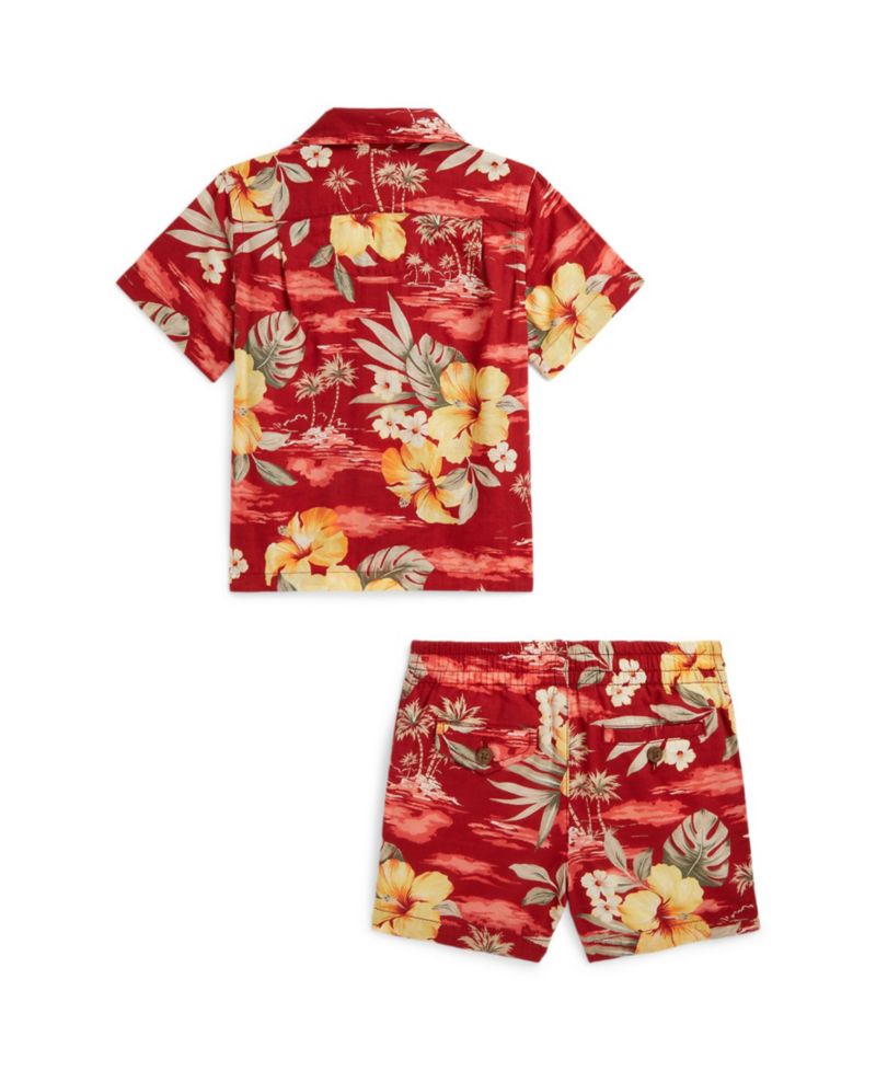Baby Boys' Floral-Print Shirt and Shorts, 2-Piece Set