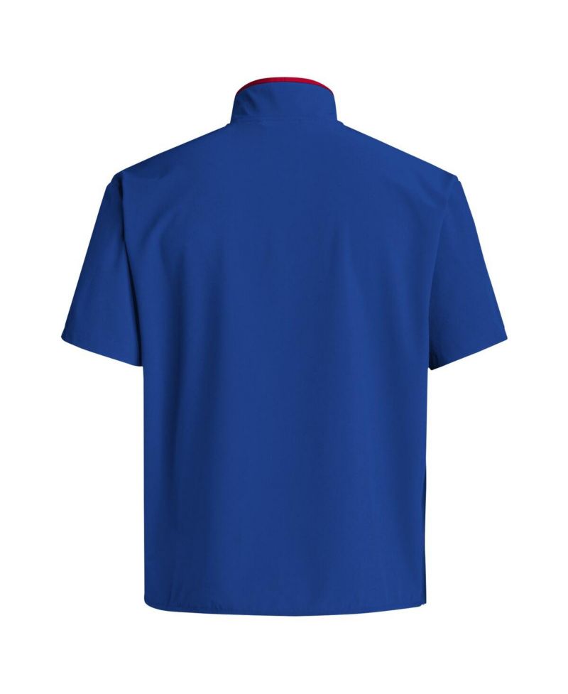 Men's Royal Kansas Jayhawks Coaches Sideline Half-Zip Short Sleeve Jacket