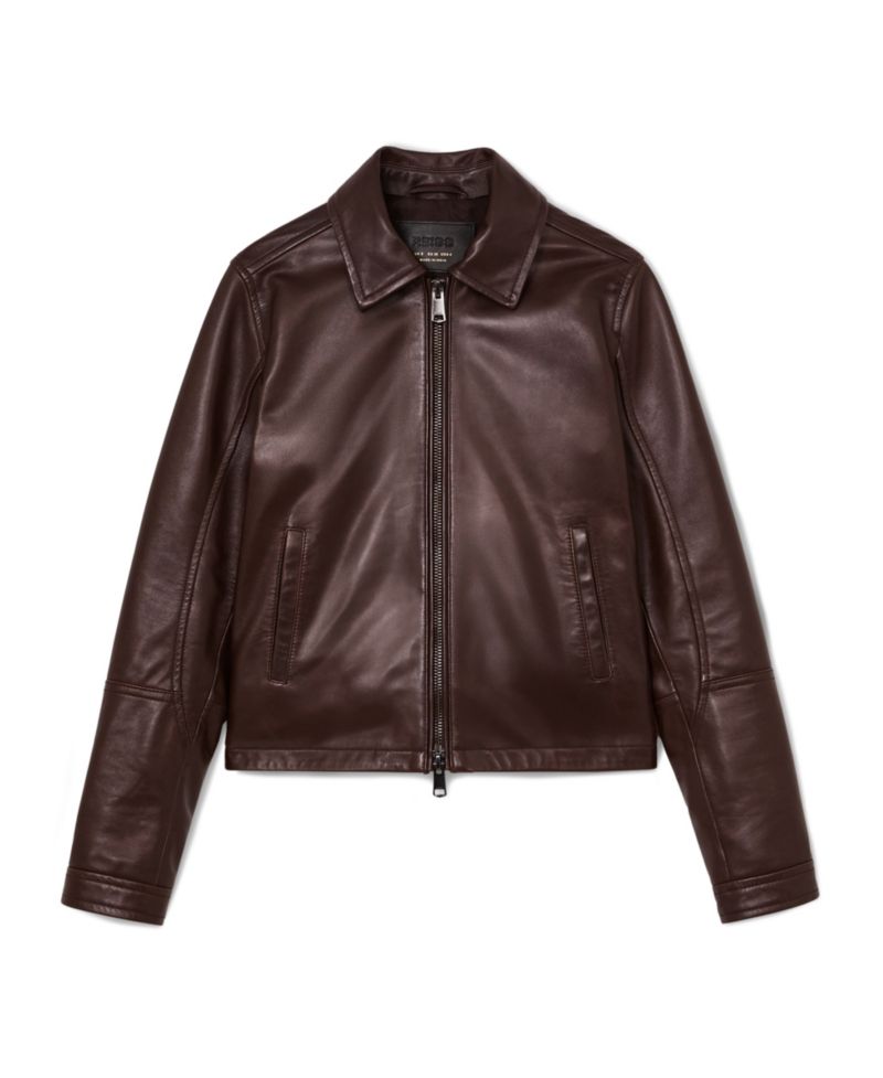Petite Sorina Leather Moto Zip-Through Jacket