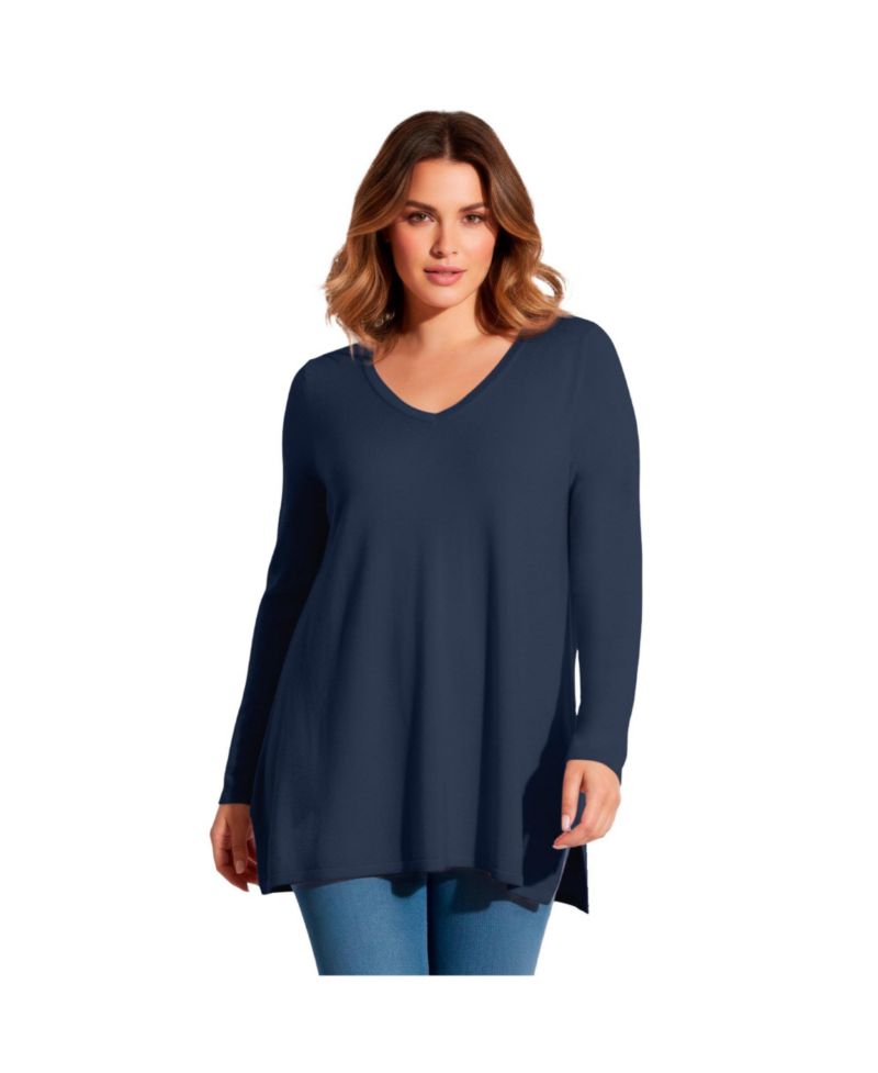 Women's V-Neck Tunic Sweater