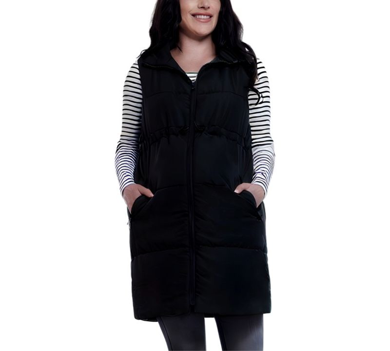 Women's Woven Full-Zip Sleeveless Quilted Puffer Vest - Motherhood Maternity
