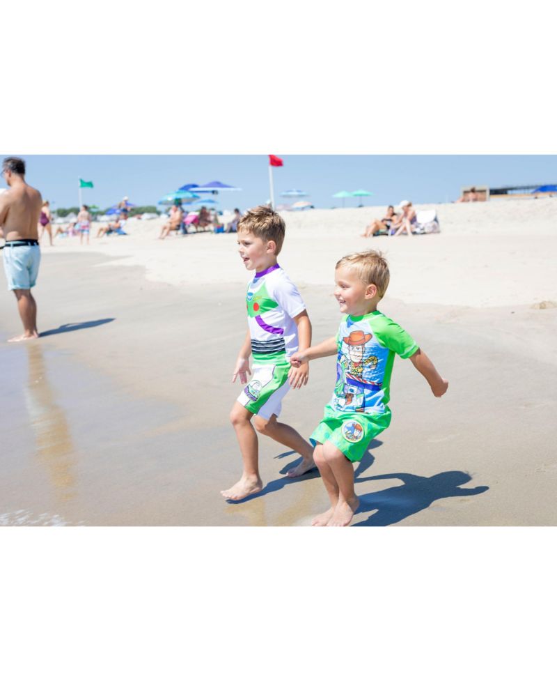 Big Boys Buzz Lightyear Swimwear 2-Piece Rash Guard and Swim Trunks Set