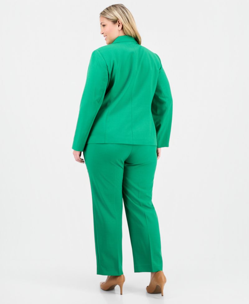 Plus Size Notch-Lapel Mid-Rise 2 Piece Pantsuit