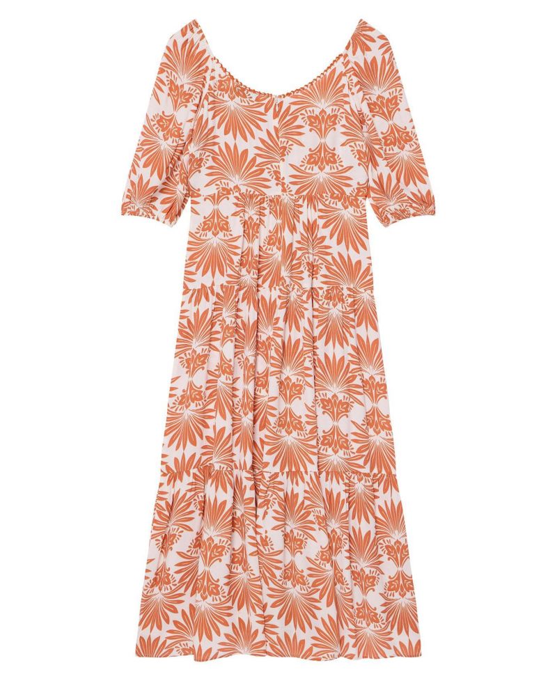 Women's Floral V-Neck A-Line Midi Dress