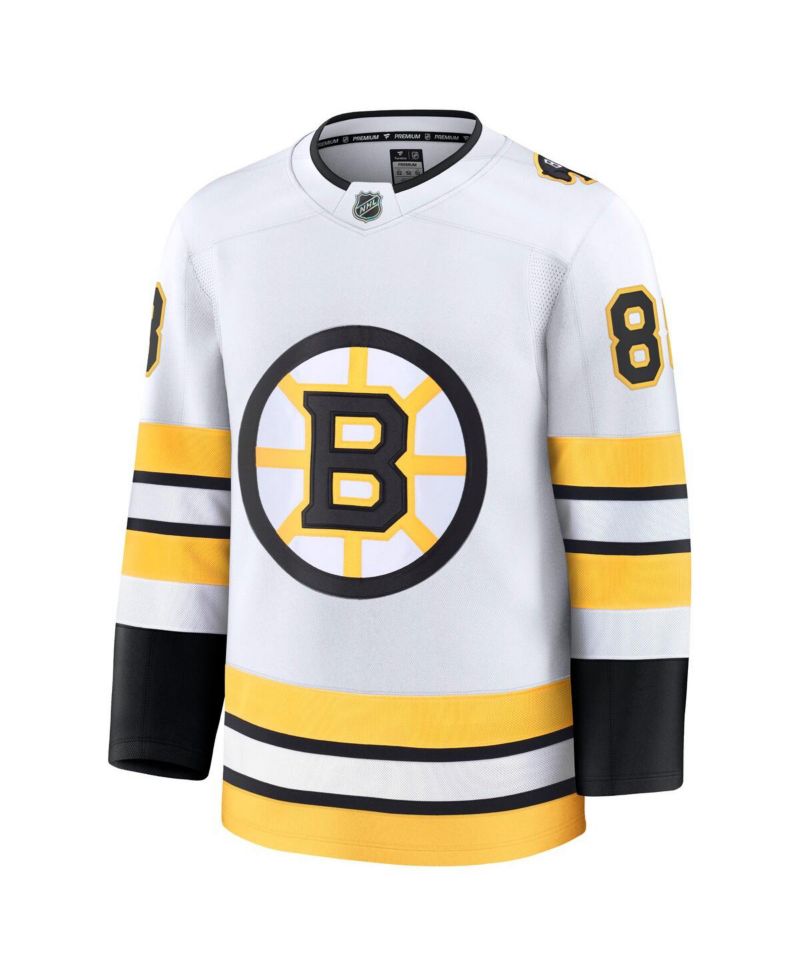 Men's David Pasternak White Boston Bruins Away Premium Player Jersey