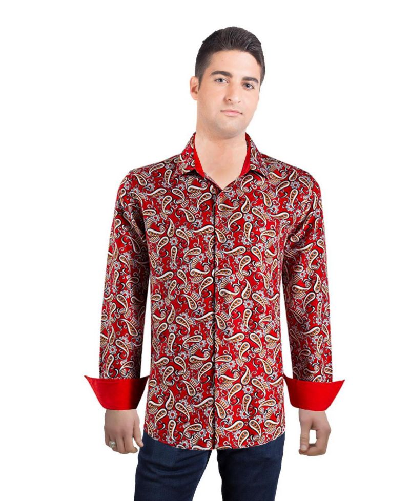 Men's Slim Fit Paisley Sport Button-Down Shirt