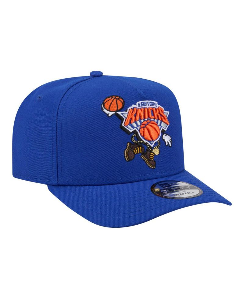 Men's Blue New York Knicks Injection Cartoon Logo A-Frame 9FIFTY Adjustable Hat