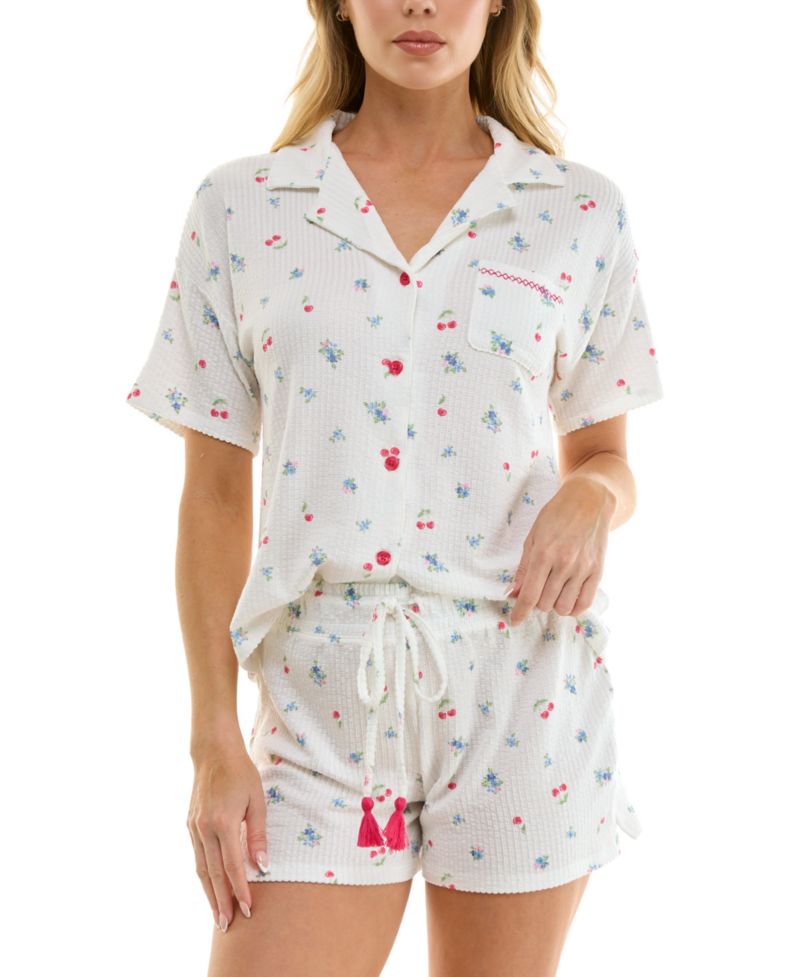 Women's Short-Sleeve Top and Pull-On Shorts, 2-Piece Set