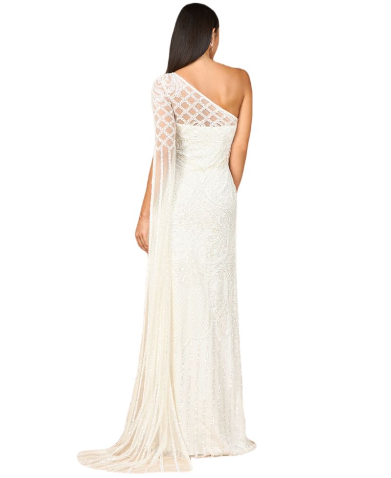 Women's One Sleeve Beaded Gown