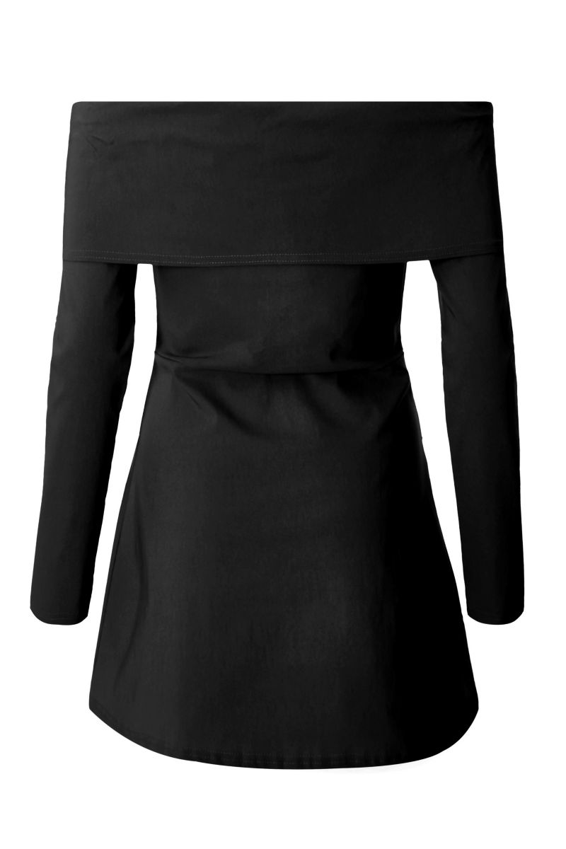 Women's Bengaline Bardot Long Sleeve Mini Dress