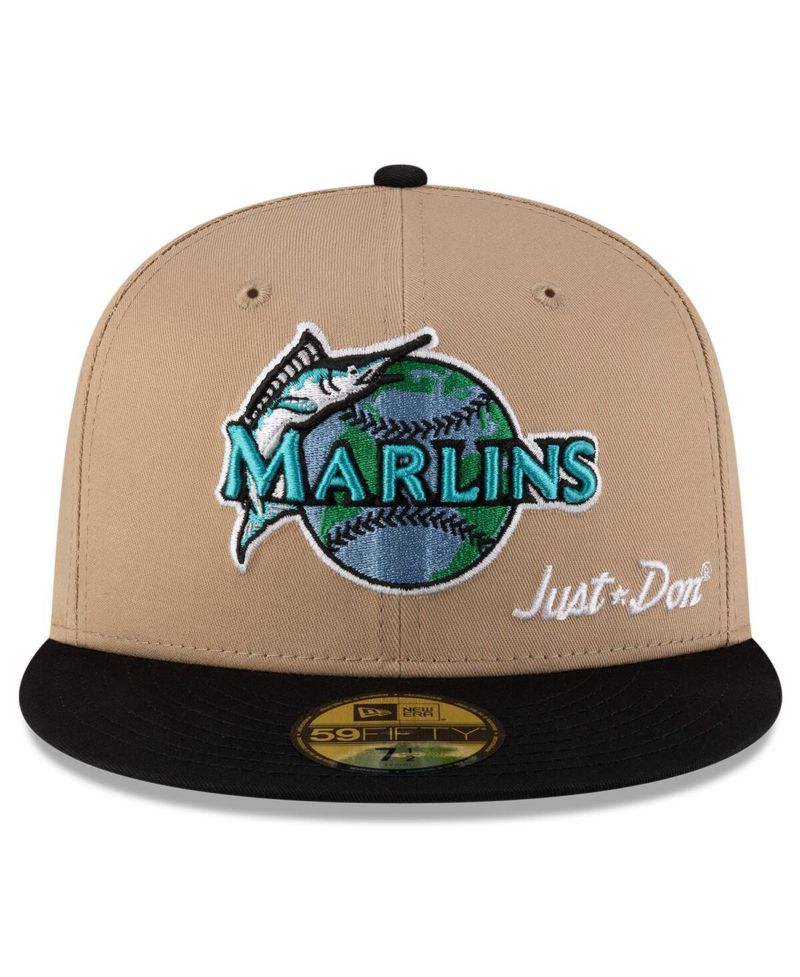 x Just Don Men's Light Beige/Black Florida Marlins Just Don x Earth Day 59FIFTY Fitted Hat