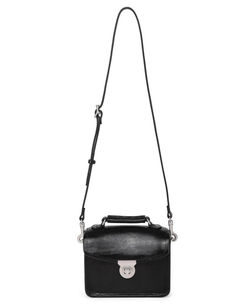 Laurel Mini Leather Convertible Pushlock Crossbody Bag