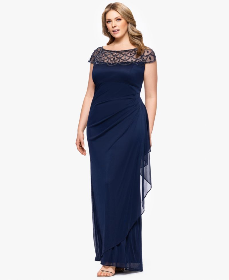 Petite Boat-Neck Long Sheath Dress