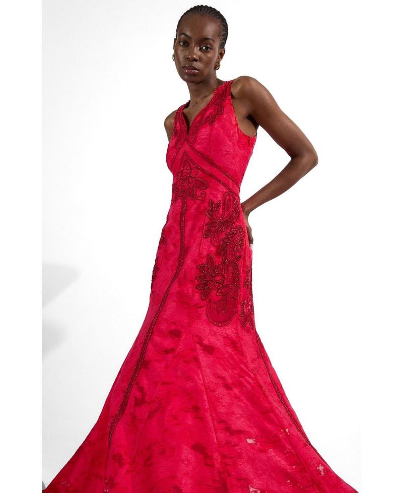 Women's Beaded Open Back Maxi Dress