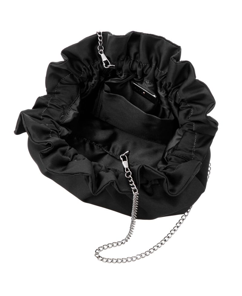 Satin Gathered Crossbody Pouch Bag
