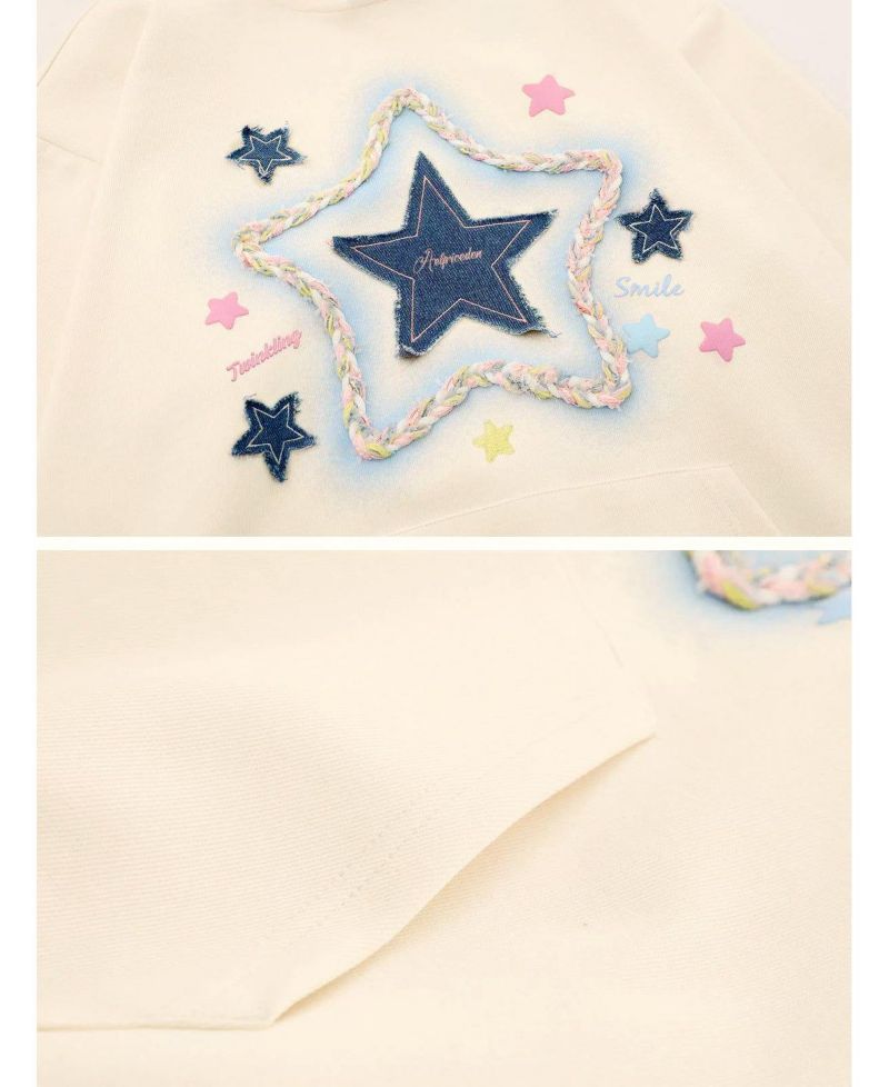 Women's Denim Star Applique Hoodie