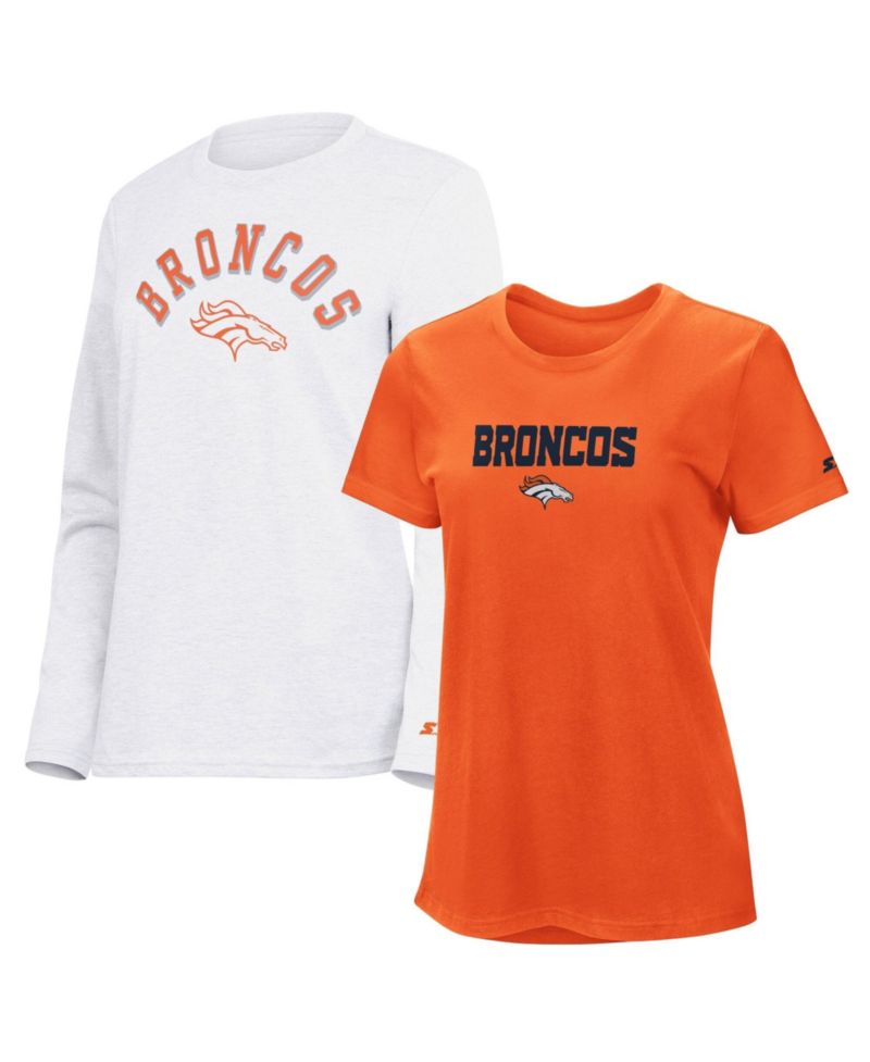 Women's Orange/Ash Denver Broncos Short Sleeve & Long Sleeve T-Shirt Combo Pack