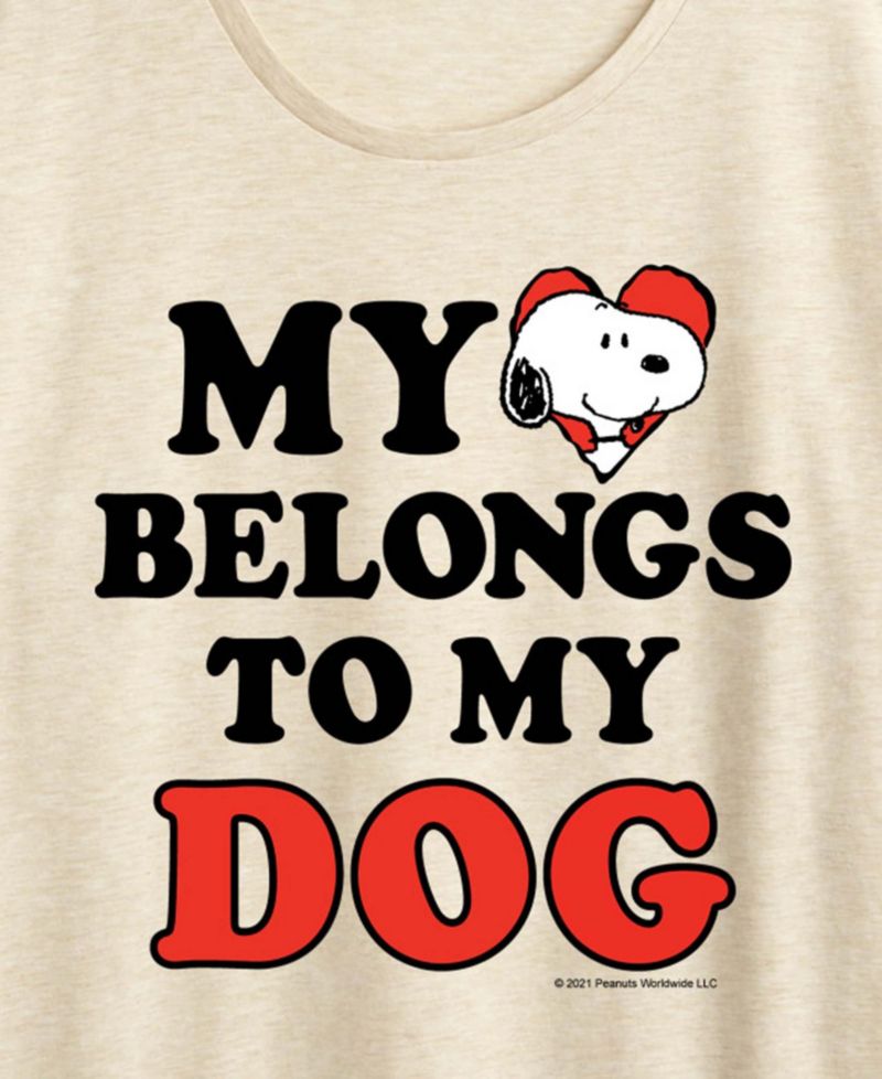 Women's Peanuts Snoopy My Heart Belongs To My Dog Short-Sleeve Graphic T-Shirt