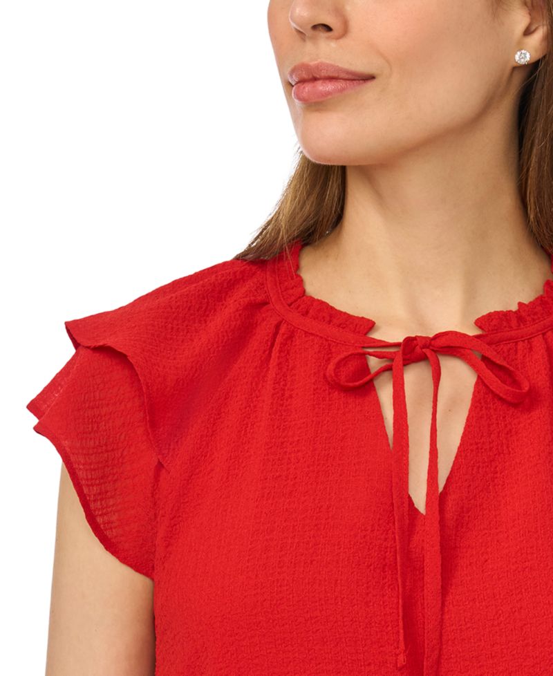 Women's Flutter-Sleeve Tie-Neck Top