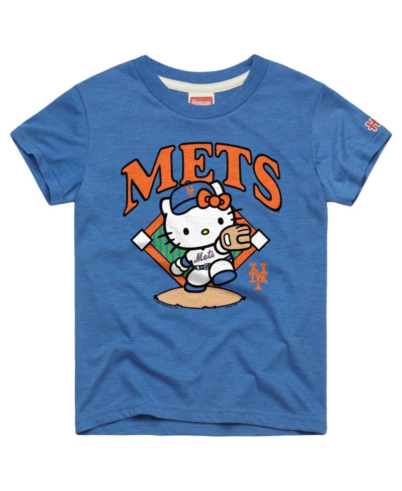 Big Boys and Girls Royal New York Mets Hello Kitty x MLB Tri-Blend T-Shirt