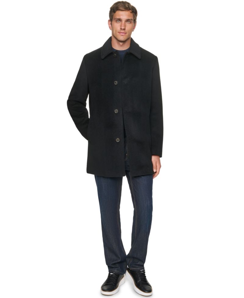 Men's Regular-Fit Cashmere-Wool Blend Single-Breasted Car Coat