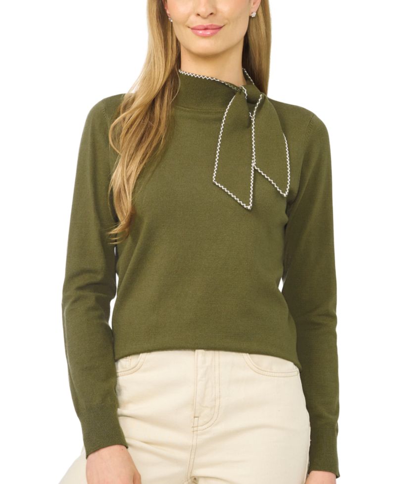 Women's Scarf Tie Neck Sweater