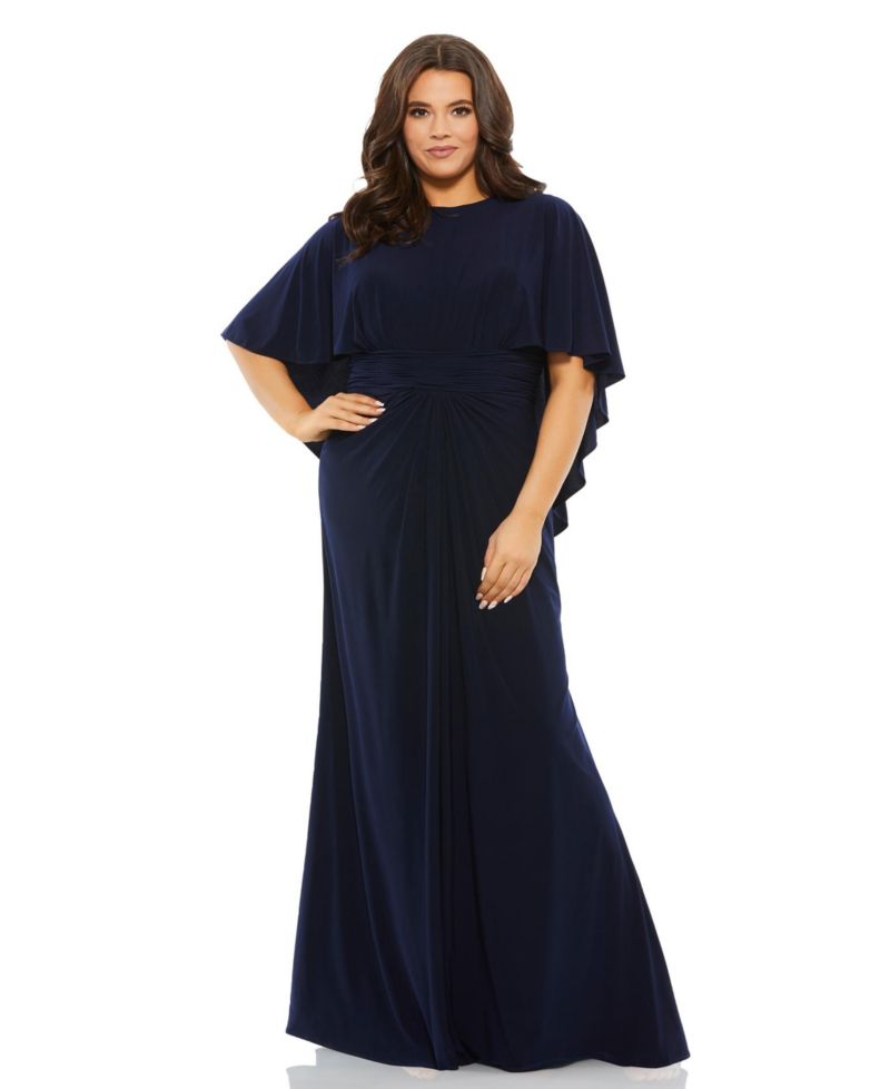 Women's Jersey Cape Sleeve A Line Gown