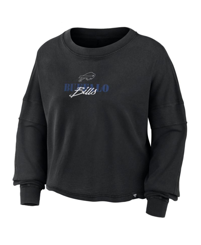 Women's Black Buffalo Bills Oversized Chop Block Boxy Long Sleeve Top