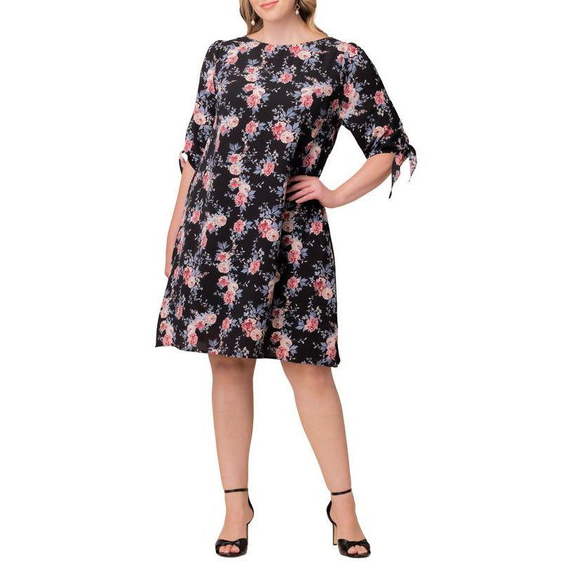 Plus Size Manhattan Shift Dress with Tie Sleeves
