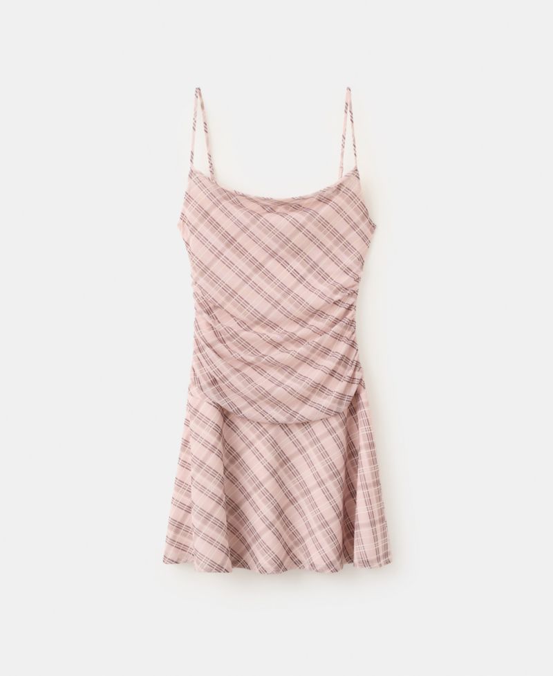 Women's Gathered Checked Dress