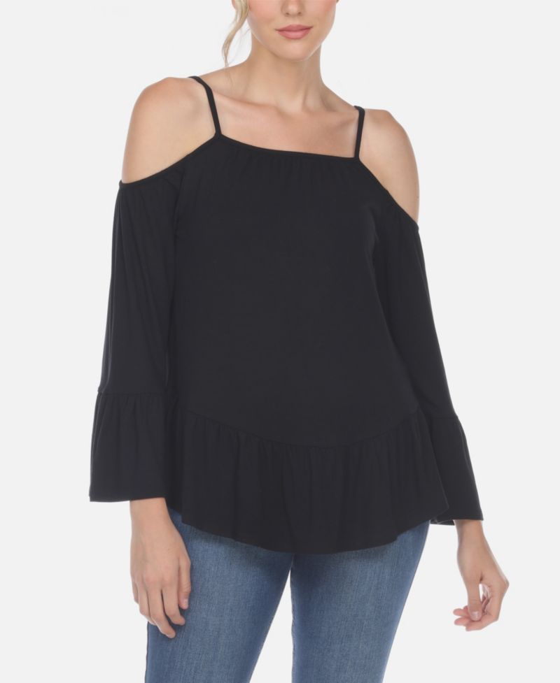 Plus Size Cold Shoulder Ruffle Sleeve Top