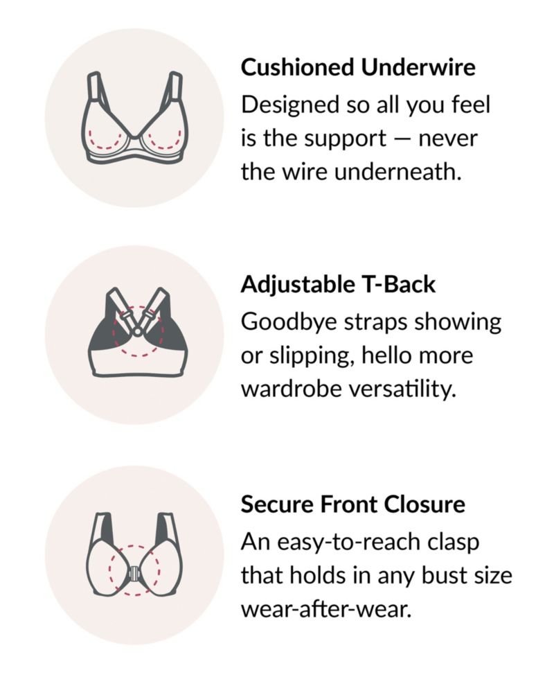 Women's Plus Size Wonder Wire Front Close T-Back Bra 1246