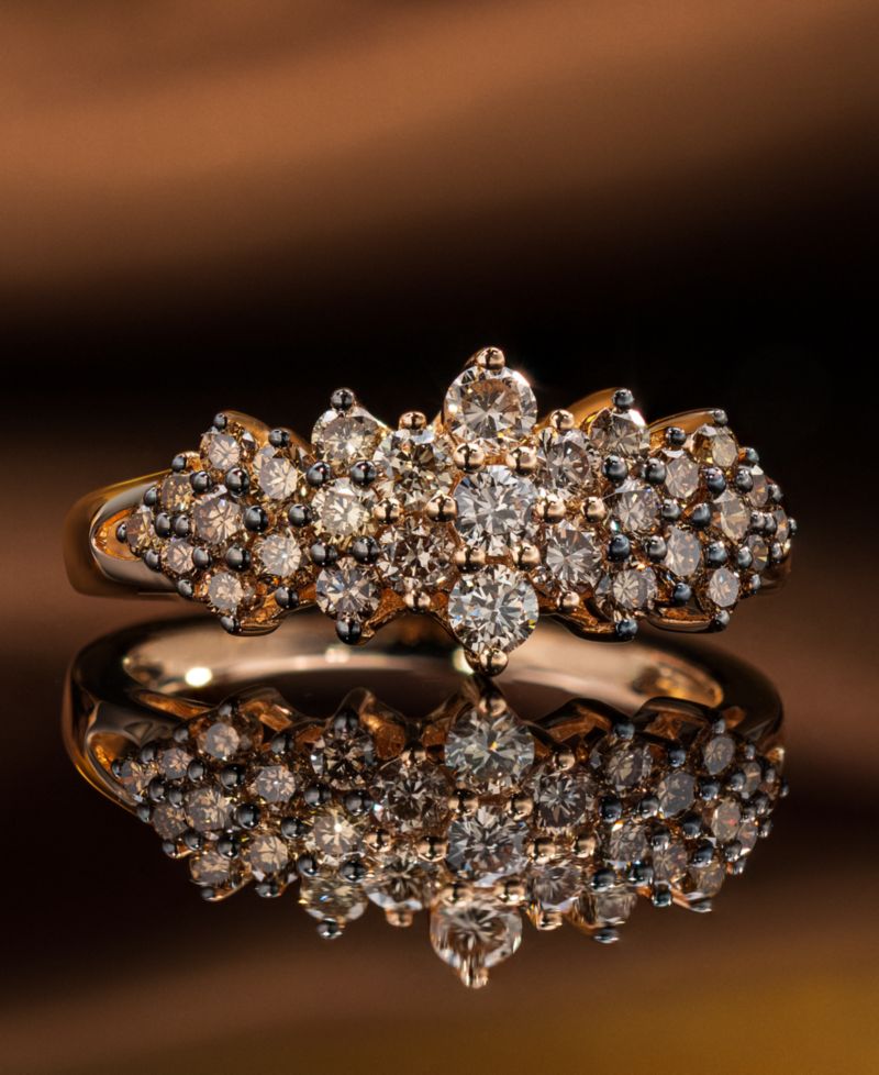 Chocolate Ombr&eacute; Diamond Cluster Ring (1 ct. t.w.) in 14k Rose Gold, White Gold or Yellow Gold