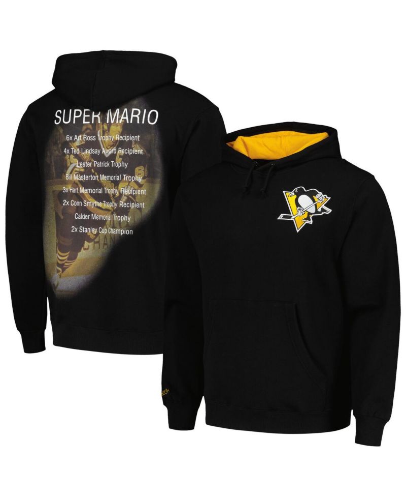 Men's Mario Lemieux Black Pittsburgh Penguins Premium Name & Number Fleece Pullover Sweatshirt