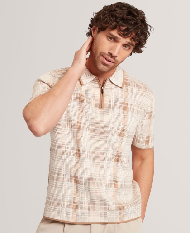 Men's Quarter-Zip Silhouette Short-Sleeve Polo Shirt