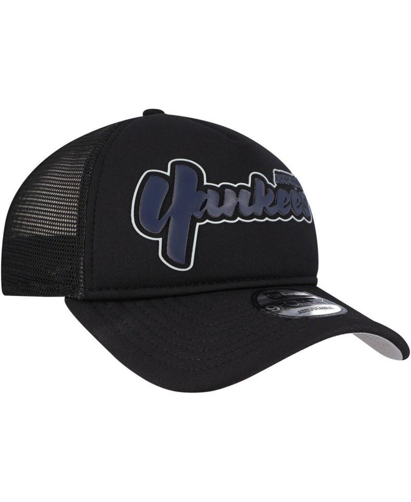 Men's Black New York Yankees Retro Bold A-Frame Trucker 9FORTY Adjustable Hat