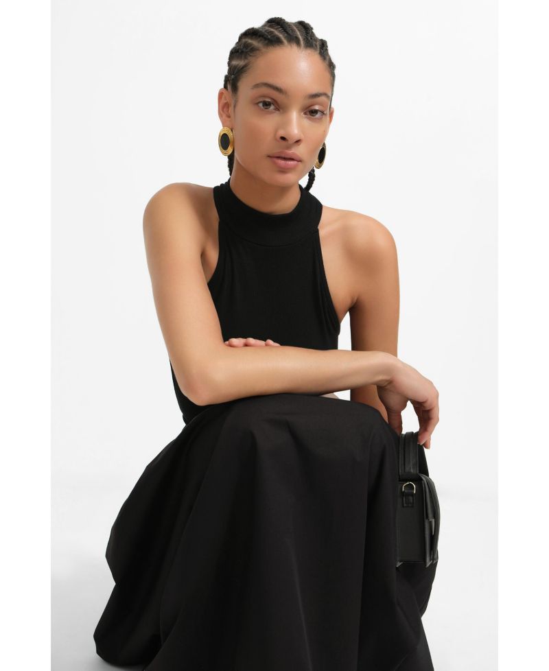 Women's Doris Sleeveless High Mock-Neck Halter Bodysuit