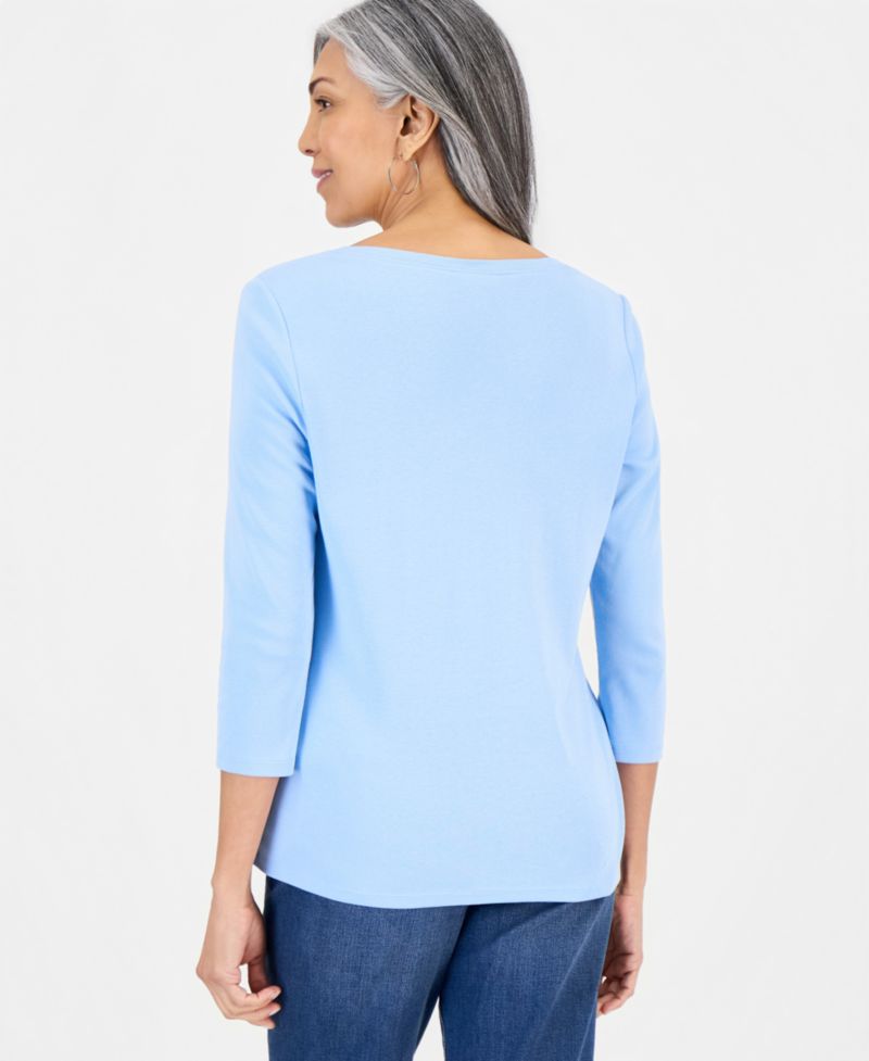 Plus Size 3/4-Sleeve Henley Tee