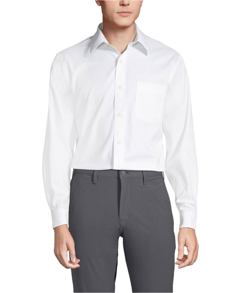 Men's No Iron Supima Cotton Pinpoint Straight Collar Dress Shirt