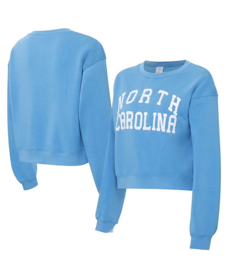 Women's Carolina Blue North Carolina Tar Heels Chenille Cropped Sweatshirt