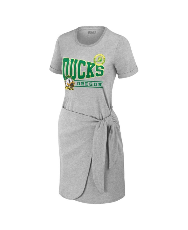 Women's Heather Gray Oregon Ducks Knotted T-Shirt Dress