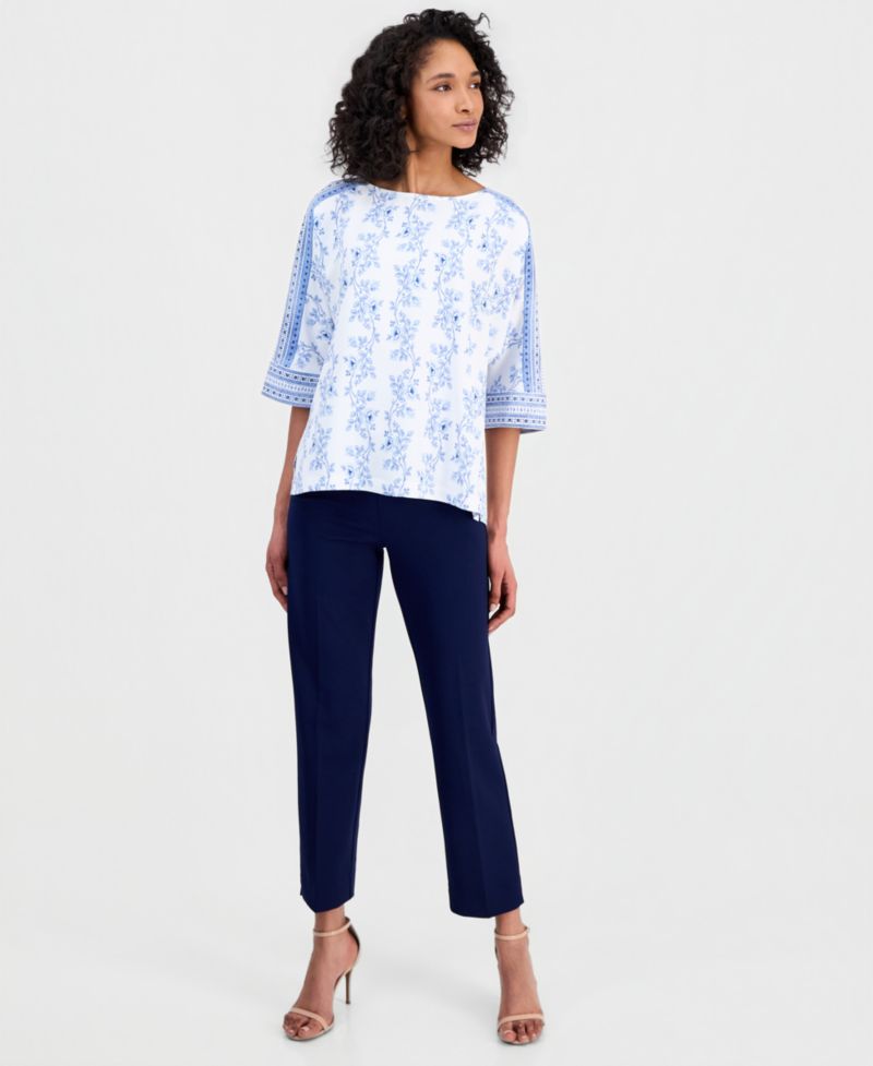 Women's 3/4-Sleeve Boat-Neck Top