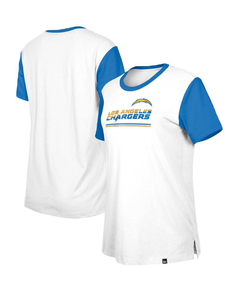 Women's White/Blue Los Angeles Chargers Third Down Colorblock T-Shirt