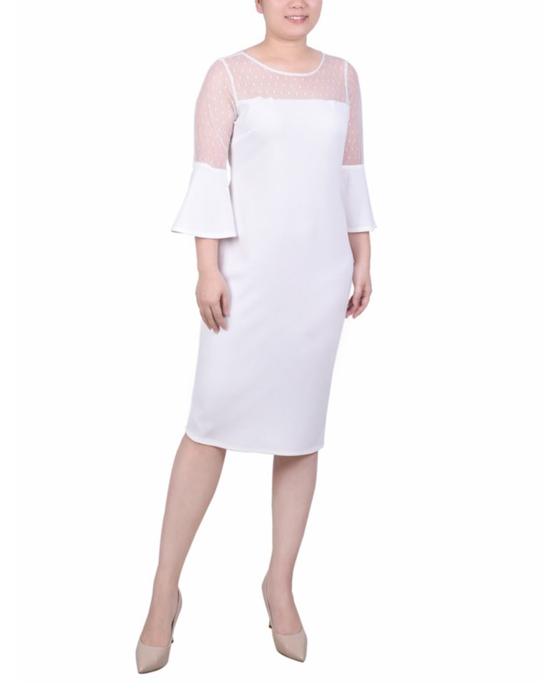 Petite Illusion Neck Scuba Dress