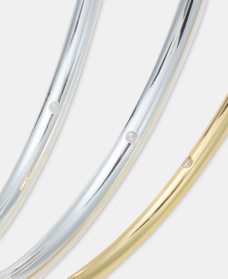 Two-Tone Bangle Bracelets, Set of 3