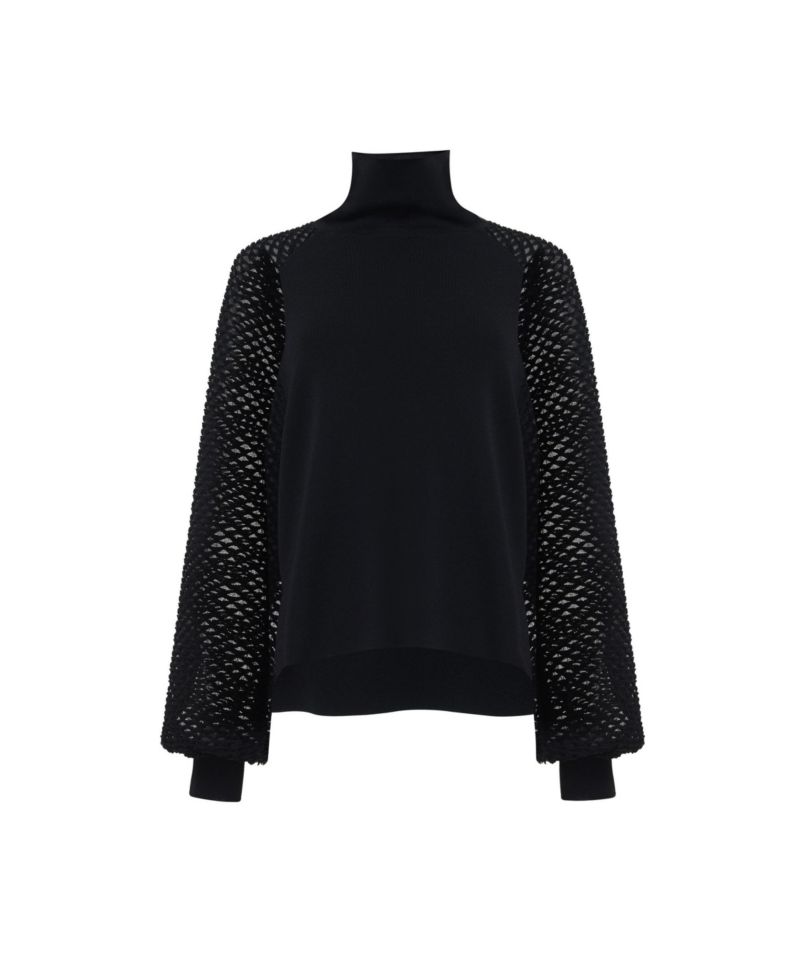Women's Mesh Sleeve Knitted Sweater