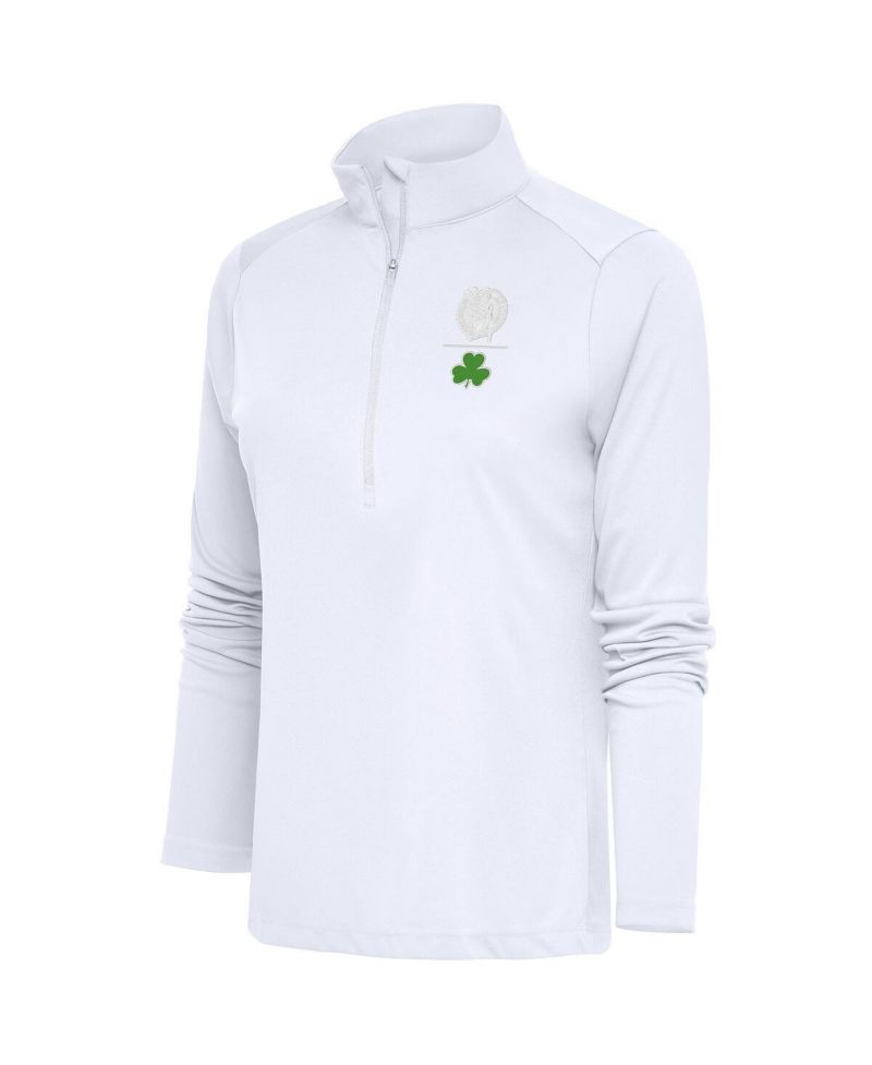 Women's White Boston Celtics Shamrock Tribute Half-Zip Pullover Top
