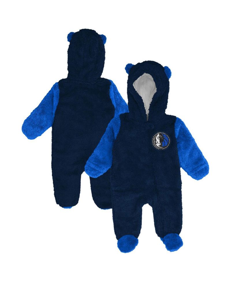 Newborn Navy Dallas Mavericks Stay Napping Fleece Bunting Full-Zip Hooded Sleeper