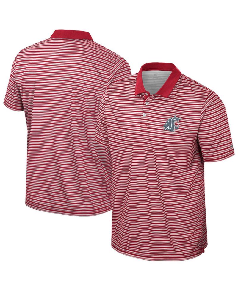 Men's Crimson Washington State Cougars Striped Polo Shirt